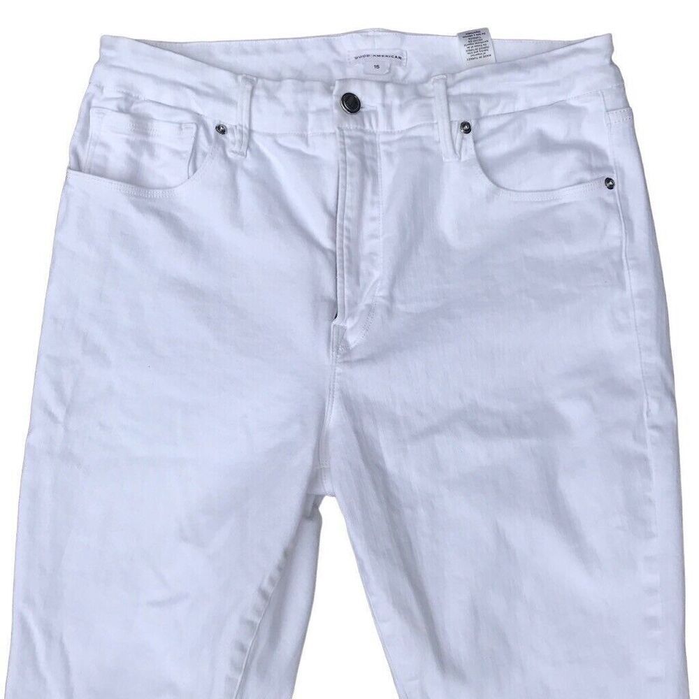 Good American GOOD LEGS CROPPED JEANS Skinny Stretch White Size 15/33 Inseam 27" - Picture 4 of 8